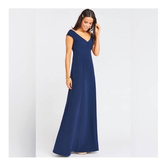 Show Me Your MuMu Zurich Knot Gown Rich Navy Stretch Crepe Small NWT - Picture 8 of 8